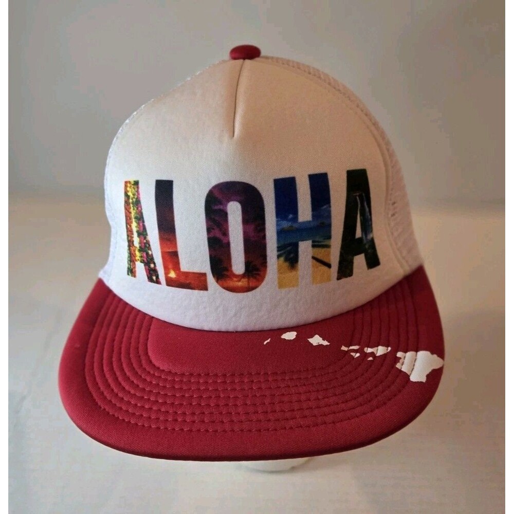 Aloha Island Scenes Hawaiian Headwear OSFM Mesh Back Adjustable Trucker Hat